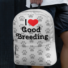 Load image into Gallery viewer, Allover Paws & I Heart Good Breeding Conformation Backpack-Grey