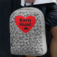 Load image into Gallery viewer, Allover Rats Heads w/ Barn Hunt & Rat in Heart Backpack-Grey