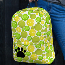 Load image into Gallery viewer, Allover Multi-Colored Tennis Balls & Paw Dog Backpack
