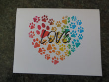 Load image into Gallery viewer, Valentine's Day Cards - Heart with Dog Prints & LOVE