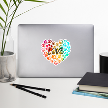 Load image into Gallery viewer, Love in Dog Paw Prints Heart 5.5x5.5 Stickers