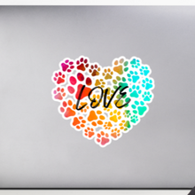Load image into Gallery viewer, Love in Dog Paw Prints Heart 5.5x5.5 Stickers