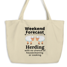 Load image into Gallery viewer, Sheep Herding Weekend Forecast X-Large Tote/Shopping Bag