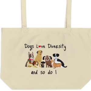 Dogs Love Diversity X-Large Tote/Shopping Bag - Oyster