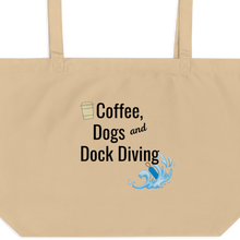 Load image into Gallery viewer, Coffee, Dogs & Dock Diving X-Large Tote/ Shopping Bags