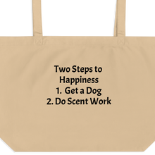 Load image into Gallery viewer, 2 Steps to Happiness - Scent Work X-Large Tote/ Shopping Bags