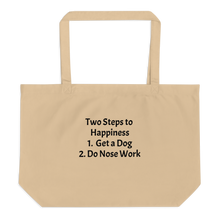 Load image into Gallery viewer, 2 Steps to Happiness - Nose Work X-Large Tote/ Shopping Bags
