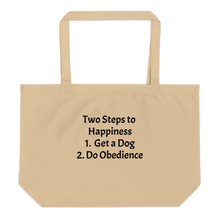 Load image into Gallery viewer, 2 Steps to Happiness - Obedience X-Large Tote/ Shopping Bags