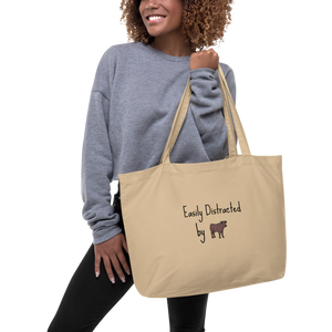 Easily Distracted by Cattle Herding X-Large Tote/ Shopping Bags
