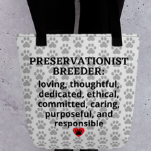 Load image into Gallery viewer, Allover Dog Paws & Preservationist Breeder Conformation Tote Bag-Lt. Grey