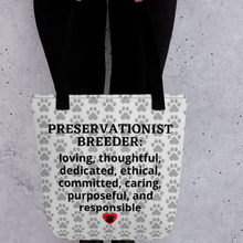 Load image into Gallery viewer, Allover Dog Paws & Preservationist Breeder Conformation Tote Bag-Lt. Grey