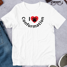 Load image into Gallery viewer, I Heart w/ Paw Curved Conformation T-Shirts - Light