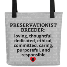 Load image into Gallery viewer, Allover Purebred &amp; Preservationist Breeder Conformation Tote Bag-Lt. Grey
