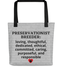 Load image into Gallery viewer, Allover Purebred & Preservationist Breeder Conformation Tote Bag-Lt. Grey