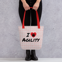 Load image into Gallery viewer, Allover Run Jump Background w/ I Heart w/ Paw Agility Tote Bag-Lt. Grey