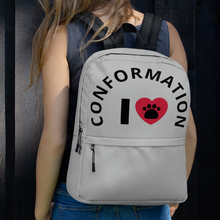 Load image into Gallery viewer, I Heart w/ Paw Curved Conformation Backpack-Grey