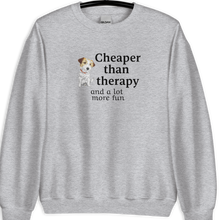 Load image into Gallery viewer, Russell Terrier Cheaper Than Therapy Sweatshirts - Light