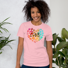 Load image into Gallery viewer, Love in Dog Paw Prints Heart T-Shirt - Light
