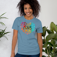 Load image into Gallery viewer, Love in Dog Paw Prints Heart T-Shirt - Light