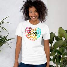 Load image into Gallery viewer, Love in Dog Paw Prints Heart T-Shirt - Light