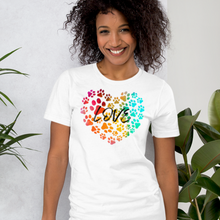 Load image into Gallery viewer, Love in Dog Paw Prints Heart T-Shirt - Light