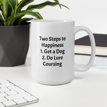 Load image into Gallery viewer, 2 Steps to Happiness - Lure Coursing Mug
