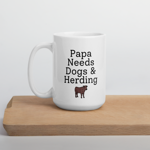 Papa Needs Dogs & Cattle Herding Mugs