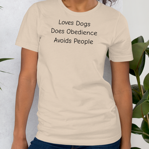 Loves Dogs, Does Obedience T-Shirts - Light