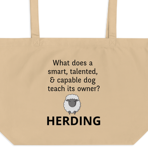 Dog Teaches Sheep Herding X-Large Tote/ Shopping Bags