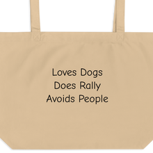 Load image into Gallery viewer, Loves Dogs, Does Rally X-Large Tote/ Shopping Bags
