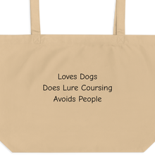 Load image into Gallery viewer, Loves Dogs, Does Lure Coursing X-Large Tote/ Shopping Bags
