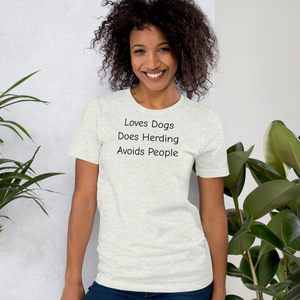 Loves Dogs, Does Herding T-Shirts - Light