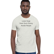 Load image into Gallery viewer, Loves Dogs, Does Dock Diving T-Shirts - Light
