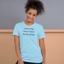 Load image into Gallery viewer, Loves Dogs, Does Flyball T-Shirts - Light
