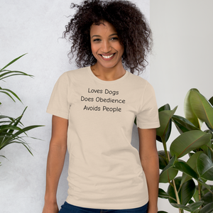 Loves Dogs, Does Obedience T-Shirts - Light