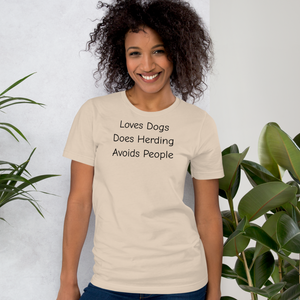 Loves Dogs, Does Herding T-Shirts - Light