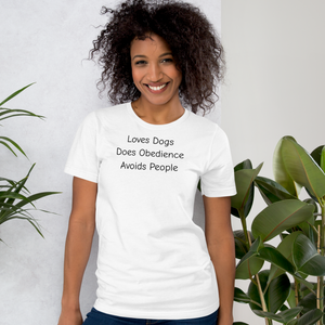 Loves Dogs, Does Obedience T-Shirts - Light