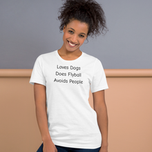 Load image into Gallery viewer, Loves Dogs, Does Flyball T-Shirts - Light
