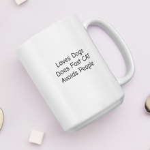 Load image into Gallery viewer, Loves Dogs, Does Fast CAT Mugs
