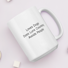 Load image into Gallery viewer, Loves Dogs, Does Lure Coursing Mugs
