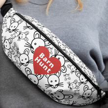 Load image into Gallery viewer, Allover Rat&#39;s Heads &amp; Barn Hunt in Heart Fanny Pack-White
