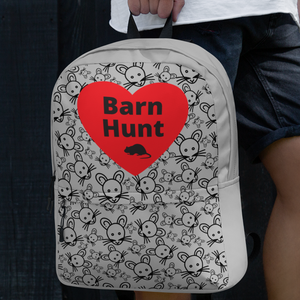 Allover Rats Heads w/ Barn Hunt & Rat in Heart Backpack-Grey