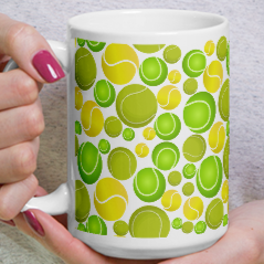 Allover Multi-Colored Tennis Balls Dog Mug