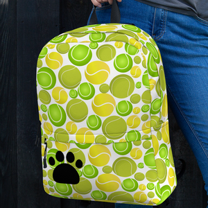 Allover Multi-Colored Tennis Balls & Paw Dog Backpack