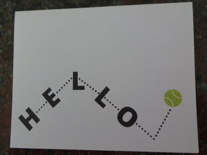 Bouncing Tennis Ball "Hello" Notecards