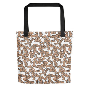 Allover Brown Dog Bones Tote Bag-White