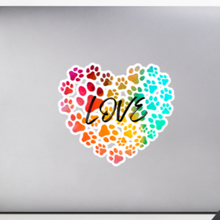 Load image into Gallery viewer, Love in Dog Paw Prints Heart 5.5x5.5 Stickers
