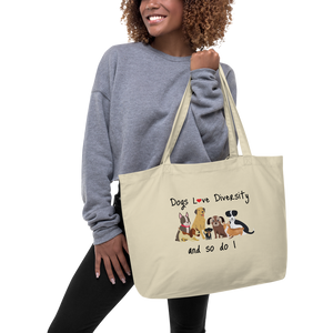 Dogs Love Diversity X-Large Tote/Shopping Bag - Oyster