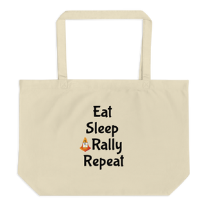 Eat Sleep Rally Repeat X-Large Tote/Shopping Bag - Oyster