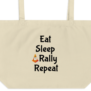 Eat Sleep Rally Repeat X-Large Tote/Shopping Bag - Oyster